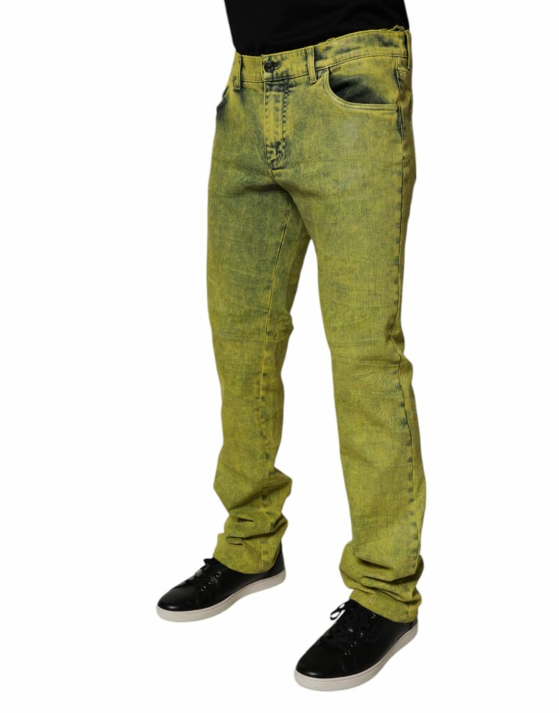 Dolce & Gabbana Yellow Cotton Stretch Skinny Men Denim Jeans - Image 3