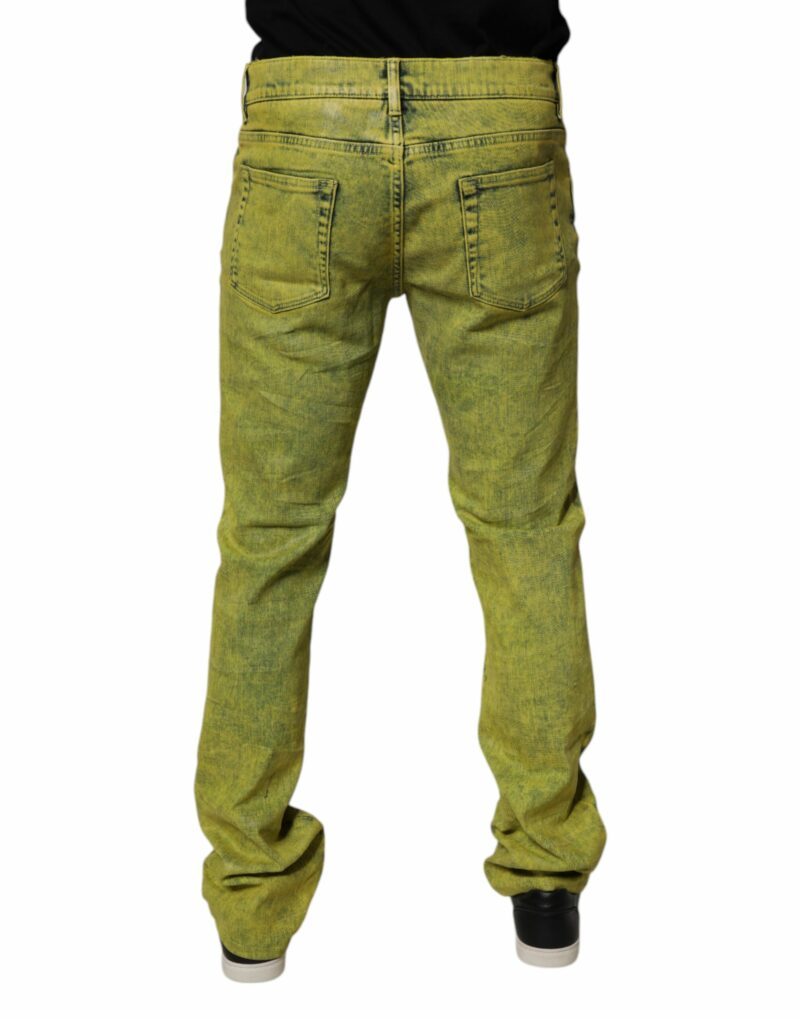 Dolce & Gabbana Yellow Cotton Stretch Skinny Men Denim Jeans - Image 4