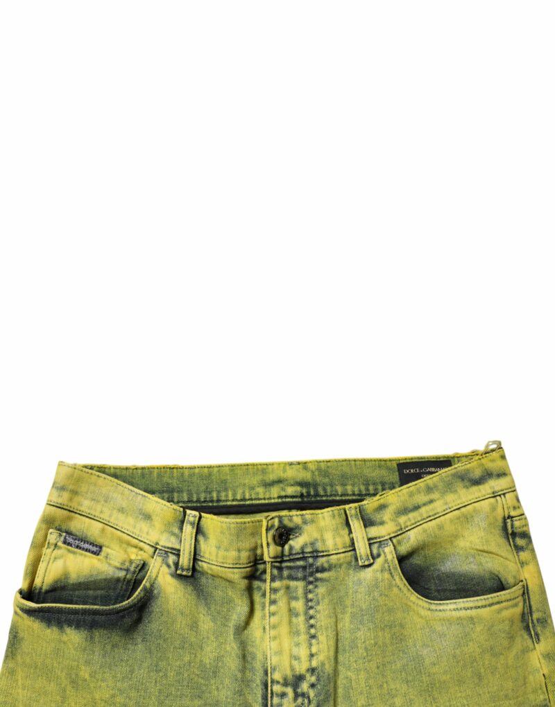 Dolce & Gabbana Yellow Cotton Stretch Skinny Men Denim Jeans - Image 5