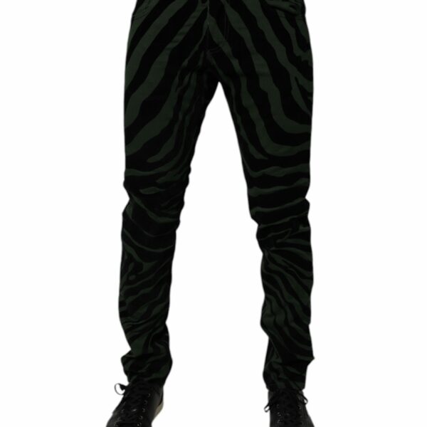 Dolce & Gabbana Black Green Stripes Cotton Skinny Denim Jeans