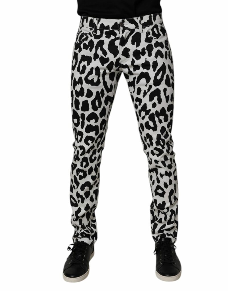 Dolce & Gabbana White Leopard Cotton Skinny Denim Jeans - Image 2