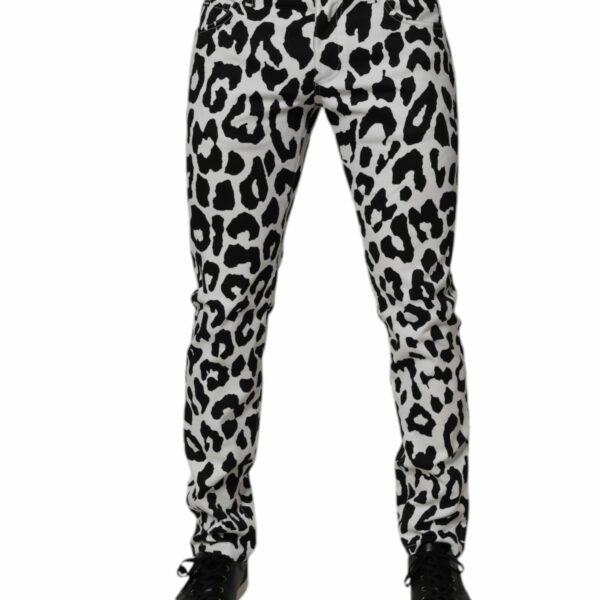 Dolce & Gabbana White Leopard Cotton Skinny Denim Jeans