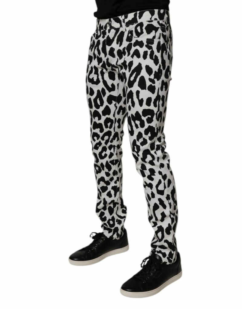 Dolce & Gabbana White Leopard Cotton Skinny Denim Jeans - Image 3