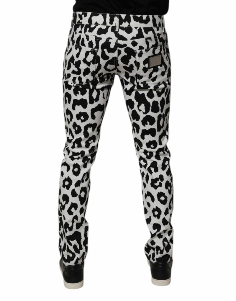 Dolce & Gabbana White Leopard Cotton Skinny Denim Jeans - Image 4