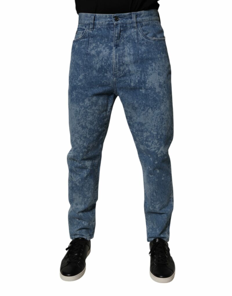 Dolce & Gabbana Blue Tie Dye Cotton Skinny Men Denim Jeans - Image 2