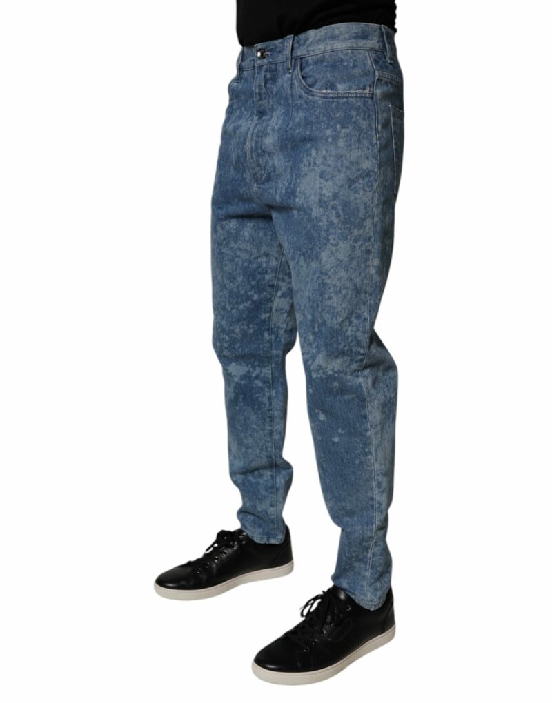 Dolce & Gabbana Blue Tie Dye Cotton Skinny Men Denim Jeans - Image 3