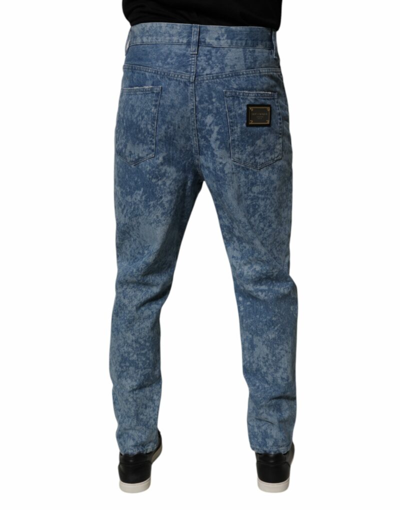 Dolce & Gabbana Blue Tie Dye Cotton Skinny Men Denim Jeans - Image 4