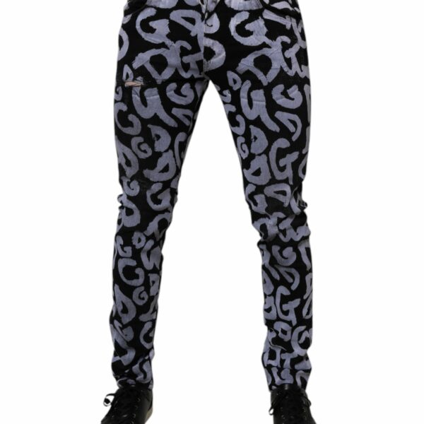 Dolce & Gabbana Black Logo Monogram Cotton Skinny Denim Jeans