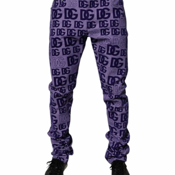 Dolce & Gabbana Purple Logo Monogram Cotton Skinny Denim Jeans