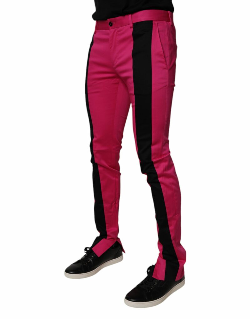 Dolce & Gabbana Pink Black Stripe Slim Fit Men Dress Pants - Image 3