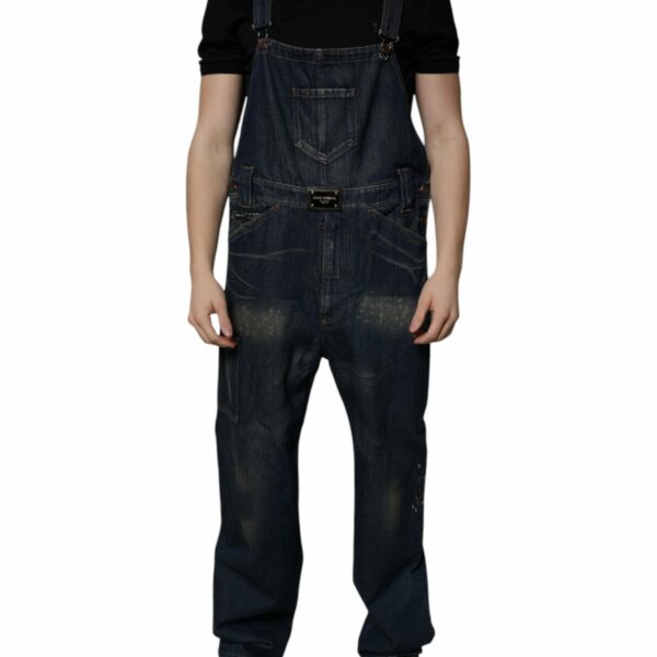 Dolce & Gabbana Dark Blue Cotton Men Jumpsuit Denim Jeans