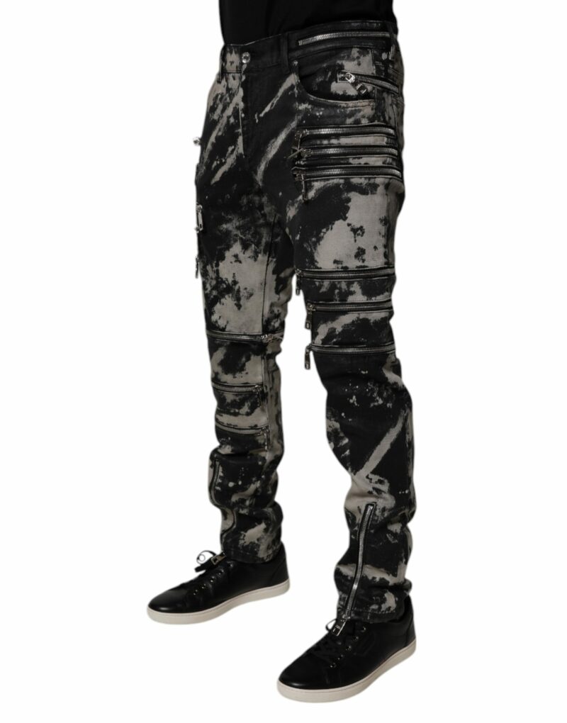 Dolce & Gabbana Black Tie Dye Cotton Skinny Zip Denim Jeans - Image 3