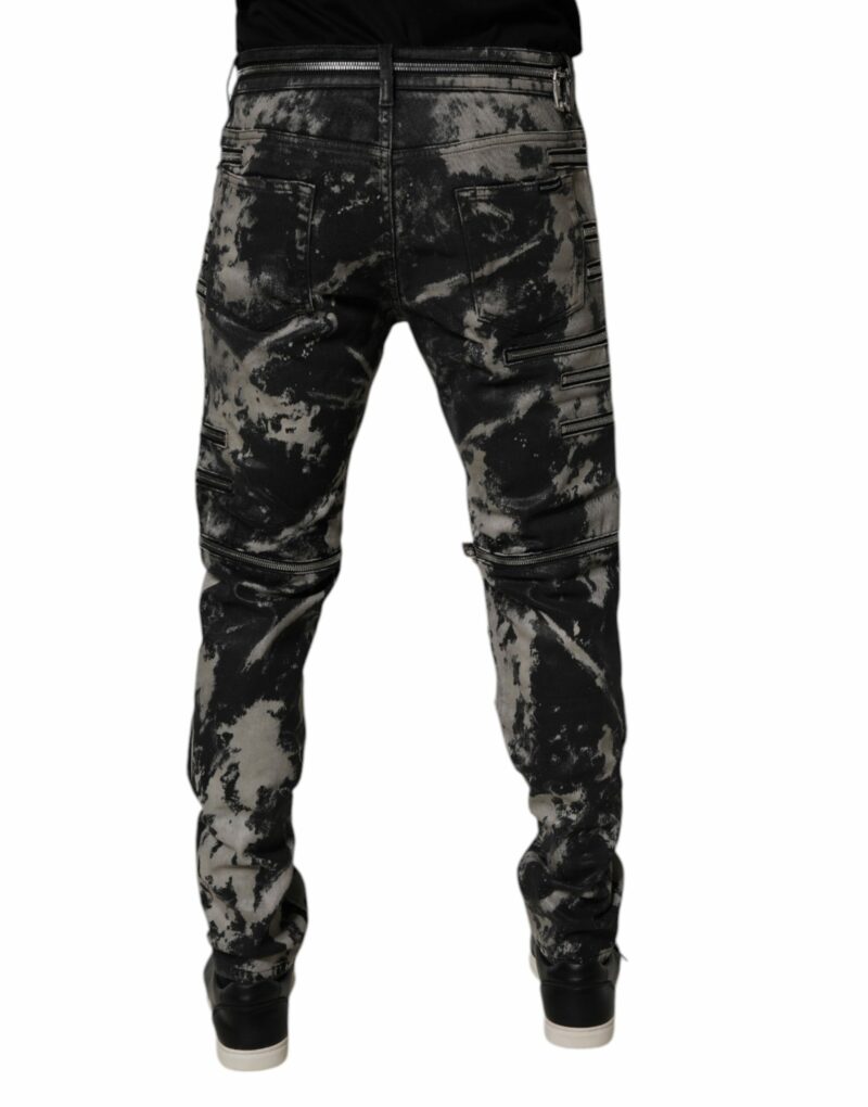 Dolce & Gabbana Black Tie Dye Cotton Skinny Zip Denim Jeans - Image 4
