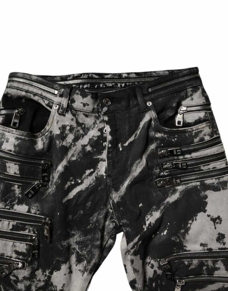 Dolce & Gabbana Black Tie Dye Cotton Skinny Zip Denim Jeans - Image 5