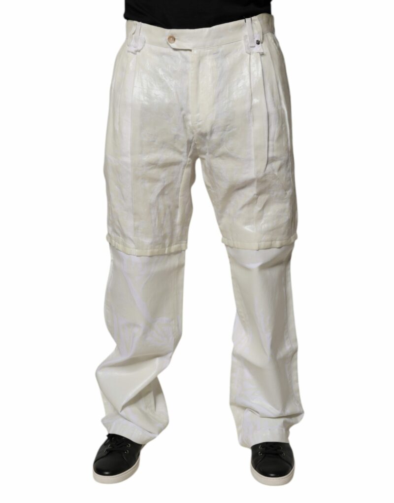 Dolce & Gabbana White Linen Mid Waist Straight Men Denim Jeans - Image 2