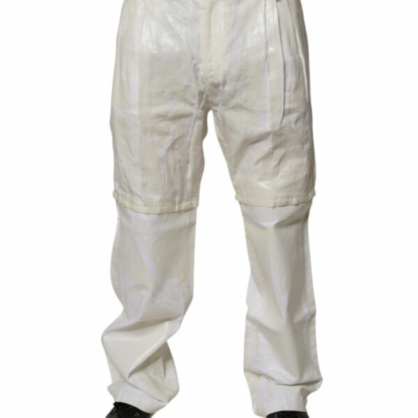Dolce & Gabbana White Linen Mid Waist Straight Men Denim Jeans