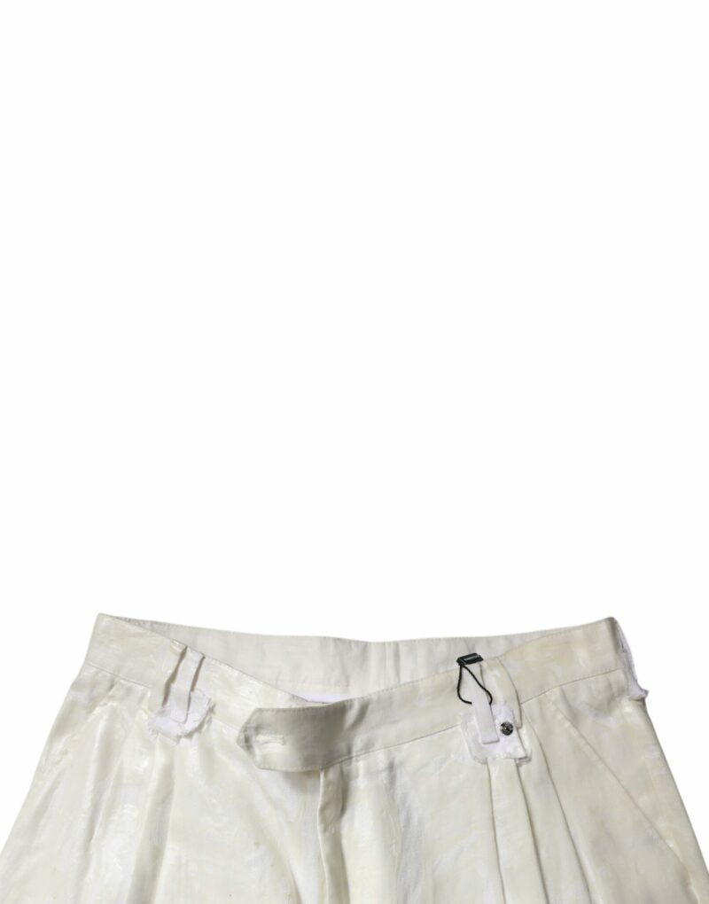 Dolce & Gabbana White Linen Mid Waist Straight Men Denim Jeans - Image 5