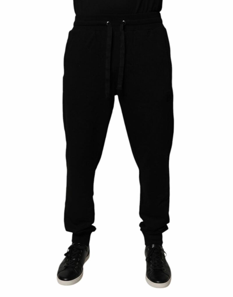 Dolce & Gabbana Black Cotton Mid Waist Jogger Sweatpants Pants - Image 2