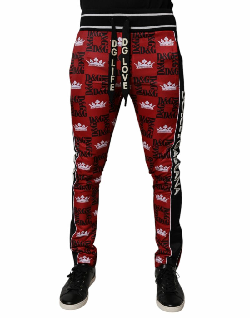Dolce & Gabbana Red Crown Logo Monogram Men Sweatpants Pants - Image 2