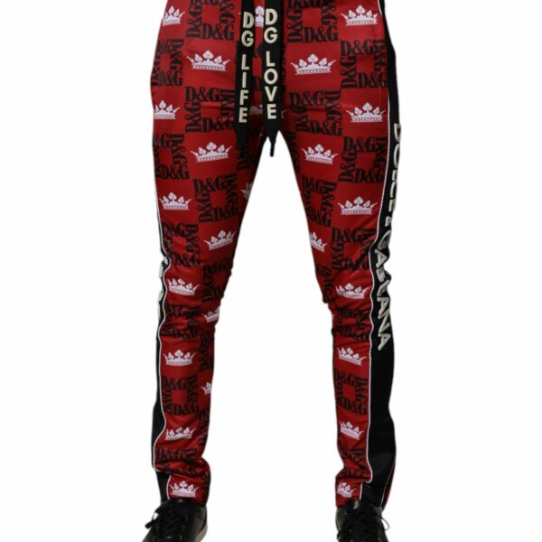 Dolce & Gabbana Red Crown Logo Monogram Men Sweatpants Pants