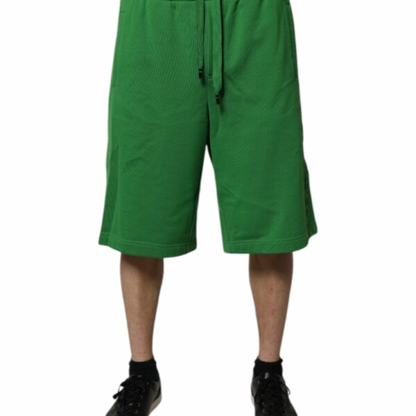 Dolce & Gabbana Green Cotton Men Sweatshorts Bermuda Shorts