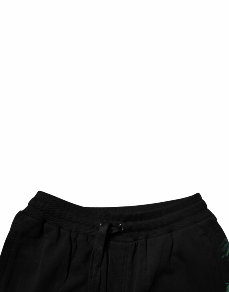 Dolce & Gabbana Black Cotton Logo Floral Print Bermuda Shorts - Image 5