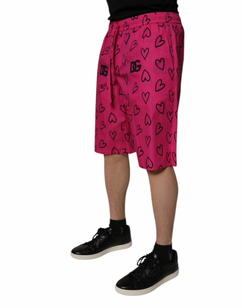 Dolce & Gabbana Pink Cotton Heart Print Bermuda Shorts - Image 3