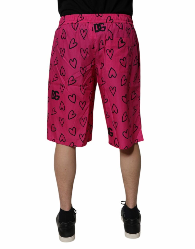 Dolce & Gabbana Pink Cotton Heart Print Bermuda Shorts - Image 4