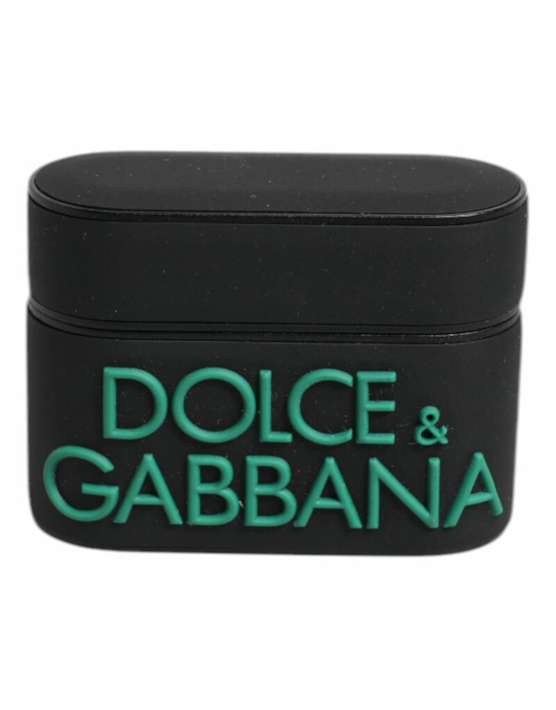 Dolce & Gabbana Black Orange Silicone Embossed Logo Airpods Case - Image 2