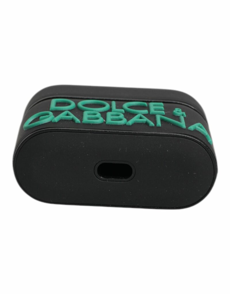 Dolce & Gabbana Black Orange Silicone Embossed Logo Airpods Case - Image 5