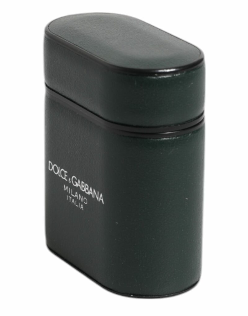 Dolce & Gabbana Black Calfskin Leather Logo Print Flip Holder Airpods Case - Image 3