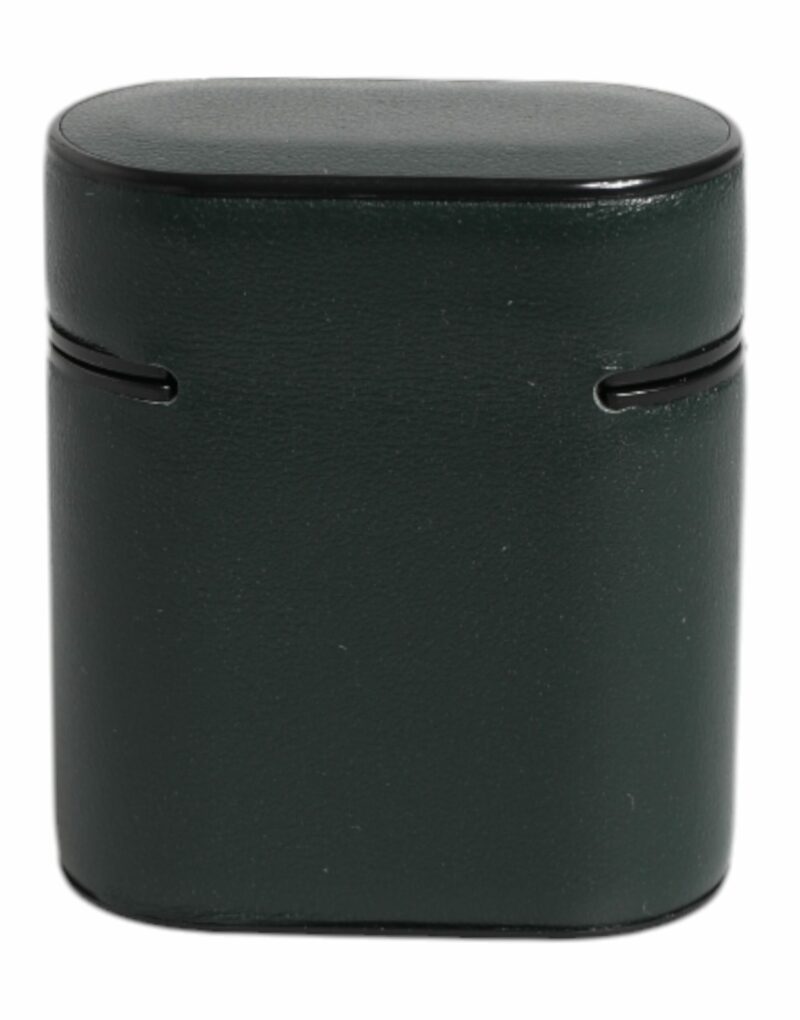 Dolce & Gabbana Black Calfskin Leather Logo Print Flip Holder Airpods Case - Image 4