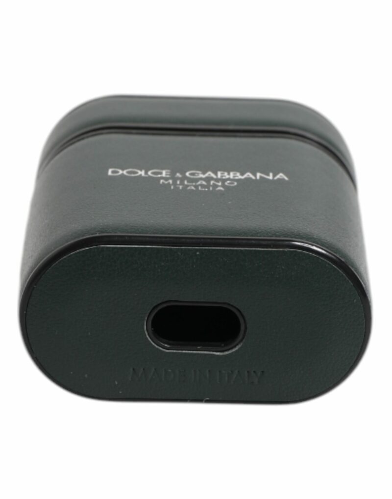 Dolce & Gabbana Black Calfskin Leather Logo Print Flip Holder Airpods Case - Image 5