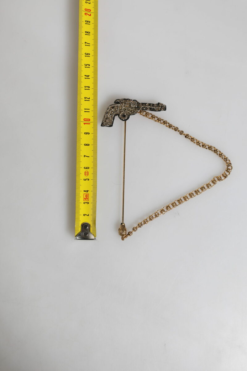 Dolce & Gabbana Black Gold Brass Copper Revolver Brooch Lapel Pin - Image 4