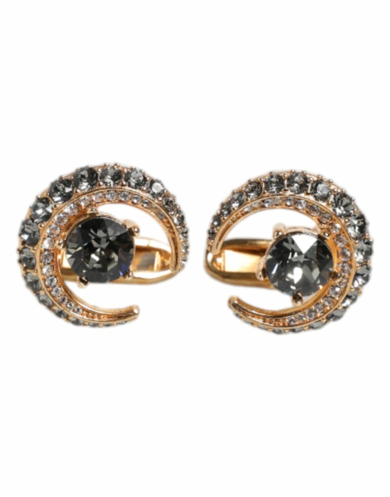 Dolce & Gabbana Brass Gold Black Crystal Luna Cufflink - Image 2