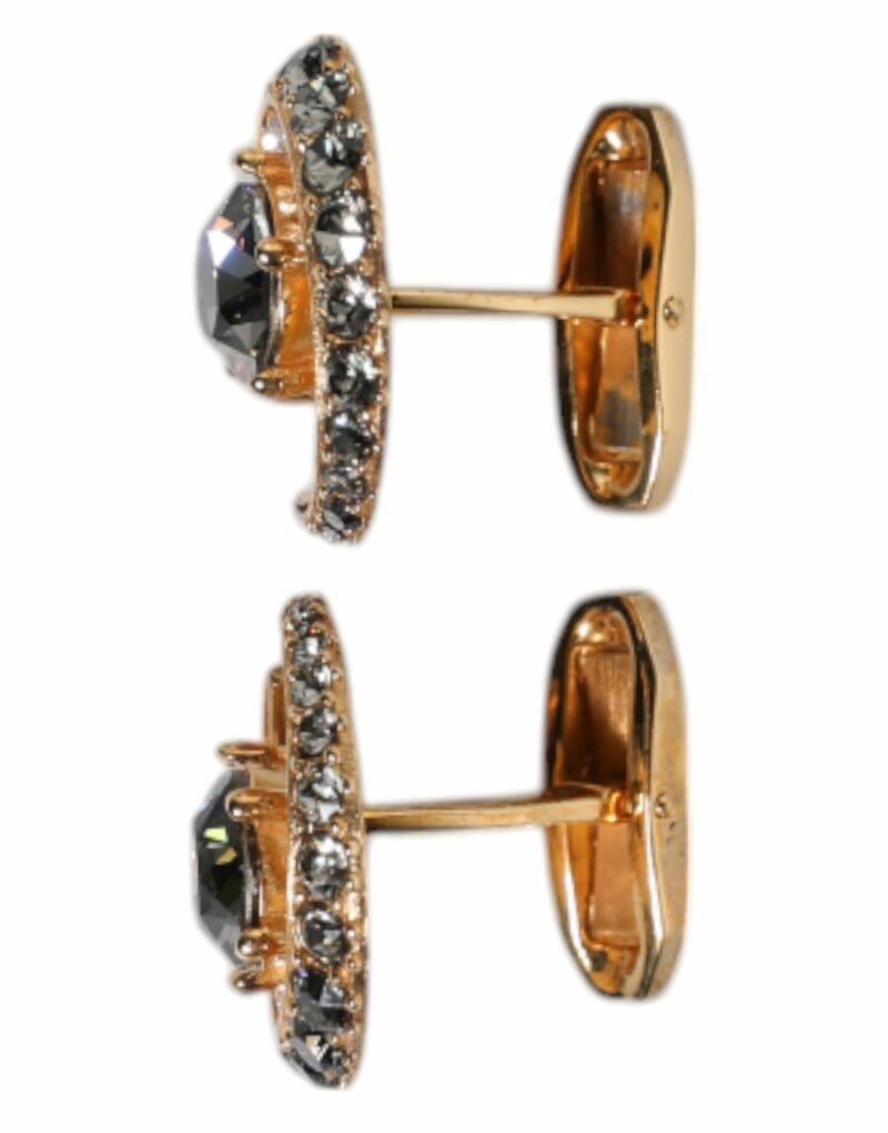 Dolce & Gabbana Brass Gold Black Crystal Luna Cufflink - Image 3