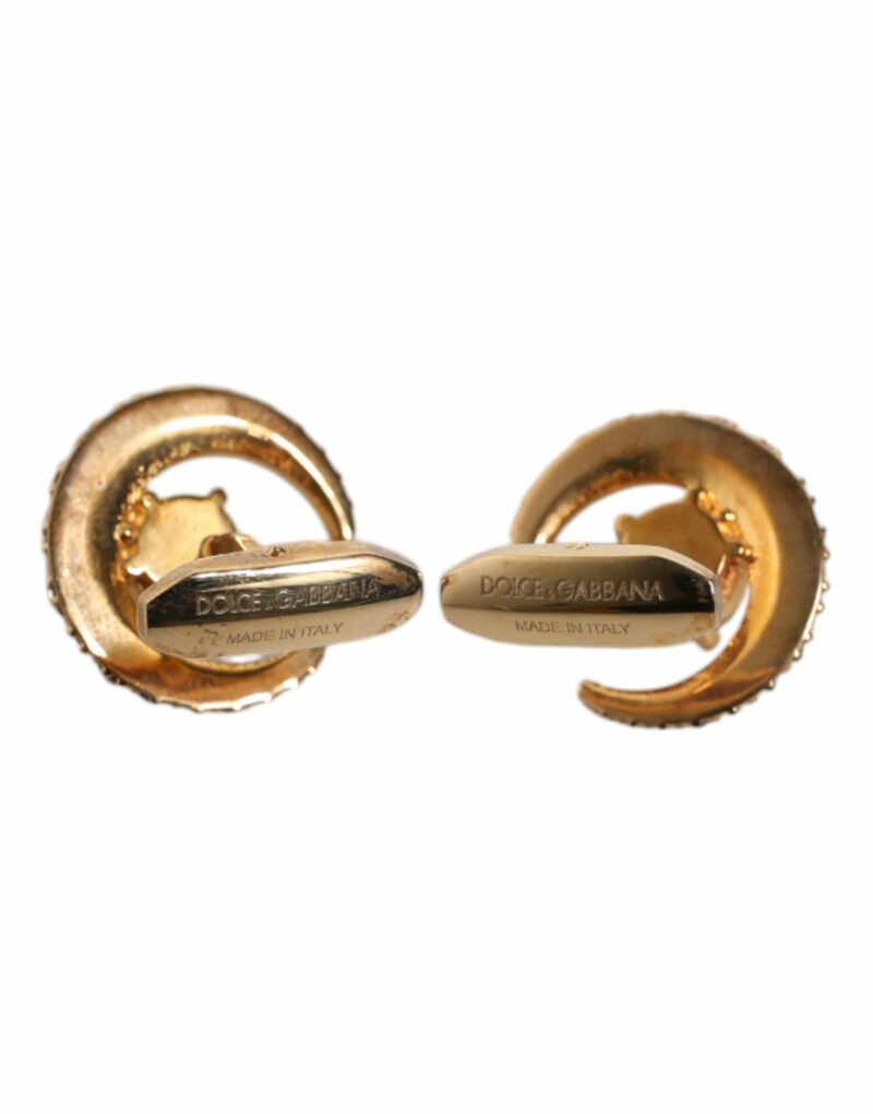 Dolce & Gabbana Brass Gold Black Crystal Luna Cufflink - Image 5