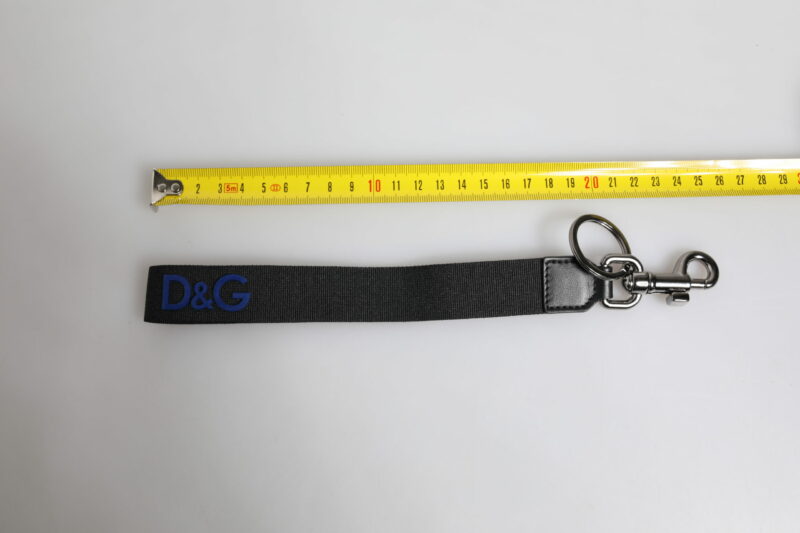 Dolce & Gabbana Black Logo Nylon Silver Brass Men Holder Keychain Keyring - Image 5