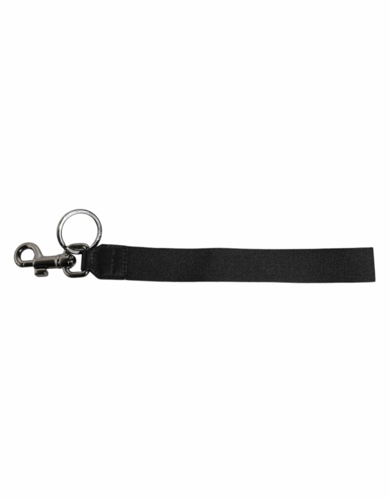 Dolce & Gabbana Black Logo Nylon Silver Brass Men Holder Keychain Keyring - Image 4