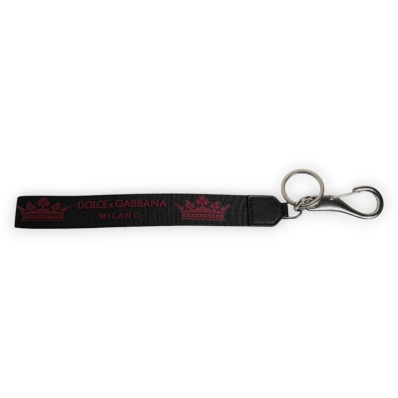 Dolce & Gabbana Black Nylon Logo DG Crown Men's Holder Keychain Keyring - Image 3