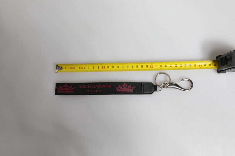 Dolce & Gabbana Black Nylon Logo DG Crown Men's Holder Keychain Keyring - Image 6