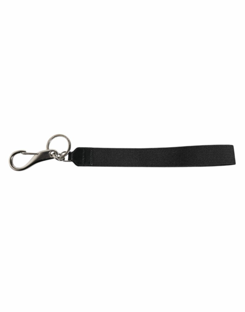 Dolce & Gabbana Black Nylon Logo DG Crown Men's Holder Keychain Keyring - Image 4
