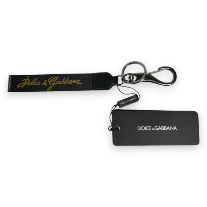 Dolce & Gabbana Black Logo Nylon Silver Brass Men Holder Keychain Keyring - Image 3