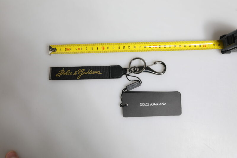 Dolce & Gabbana Black Logo Nylon Silver Brass Men Holder Keychain Keyring - Image 6