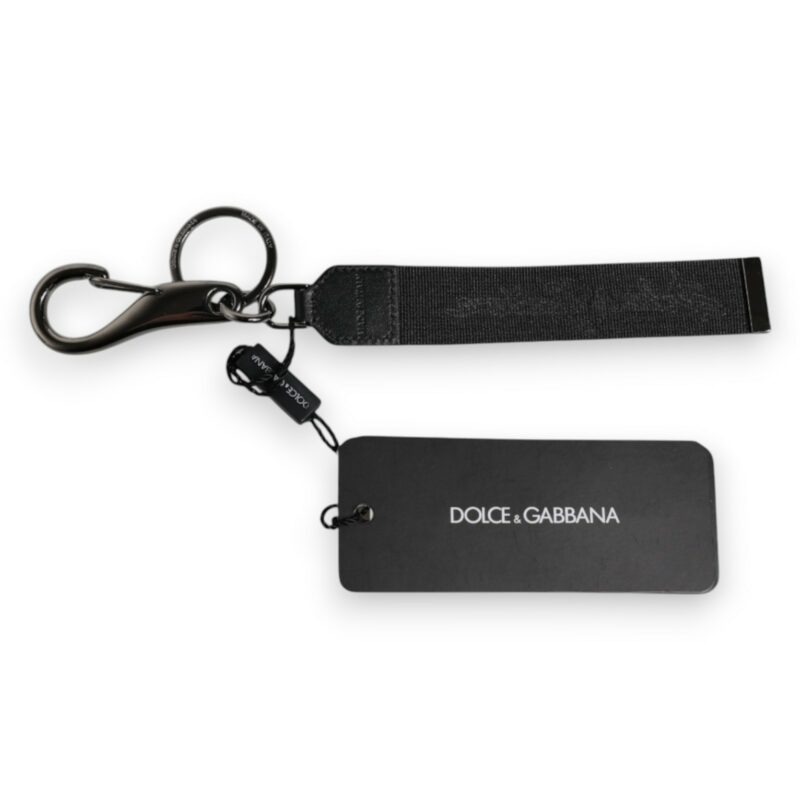 Dolce & Gabbana Black Logo Nylon Silver Brass Men Holder Keychain Keyring - Image 5