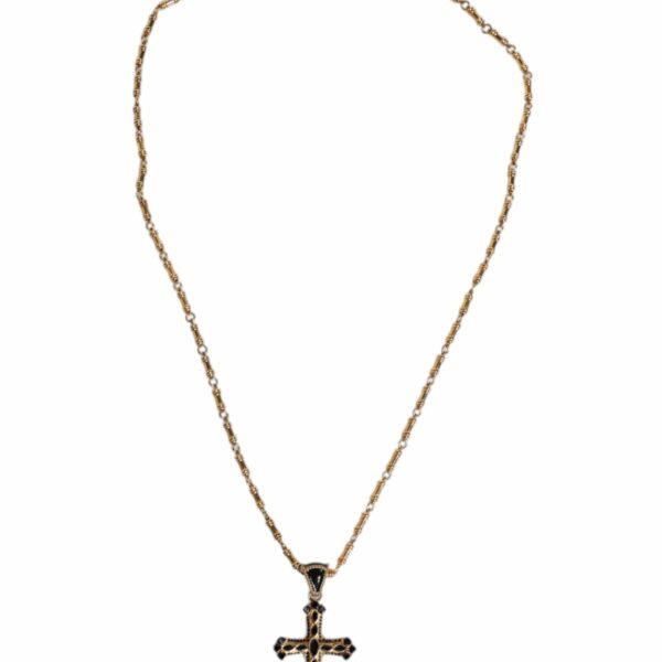 Dolce & Gabbana Gold Brass Chain Religious Crystal Cross Pendant Necklace