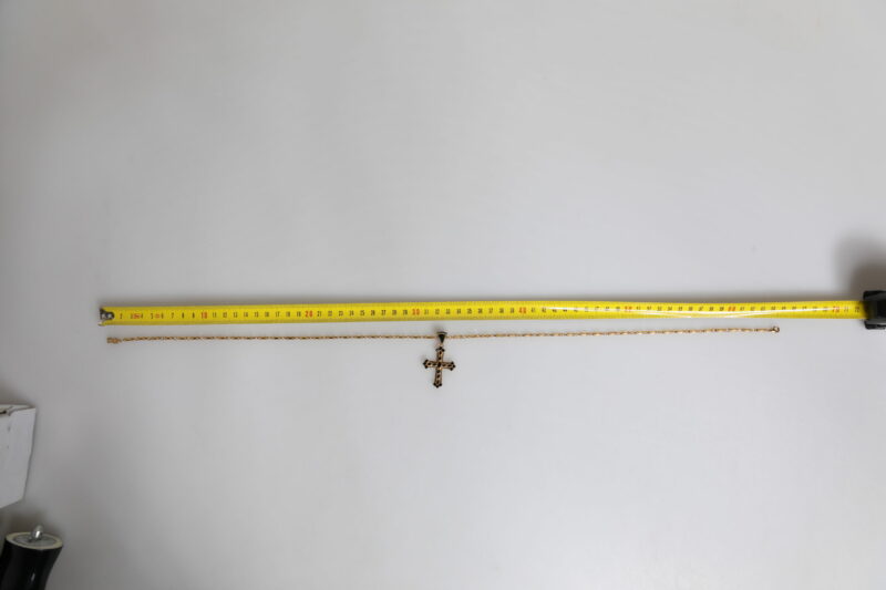 Dolce & Gabbana Gold Brass Chain Religious Crystal Cross Pendant Necklace - Image 6
