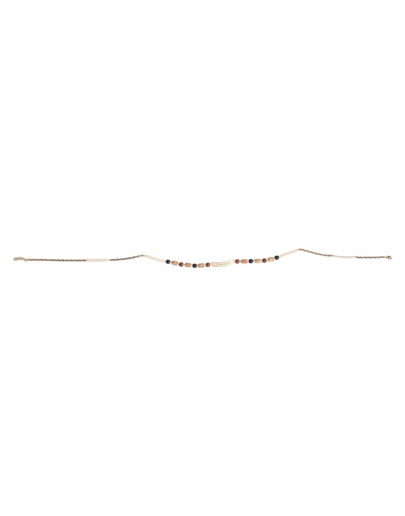 Dolce & Gabbana Black Gold Wooden Beaded Logo Pendant Necklace - Image 5