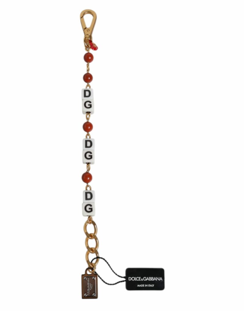 Dolce & Gabbana Multicolor Gold Tone Brass Chain DG Logo Dice Bracelet - Image 2