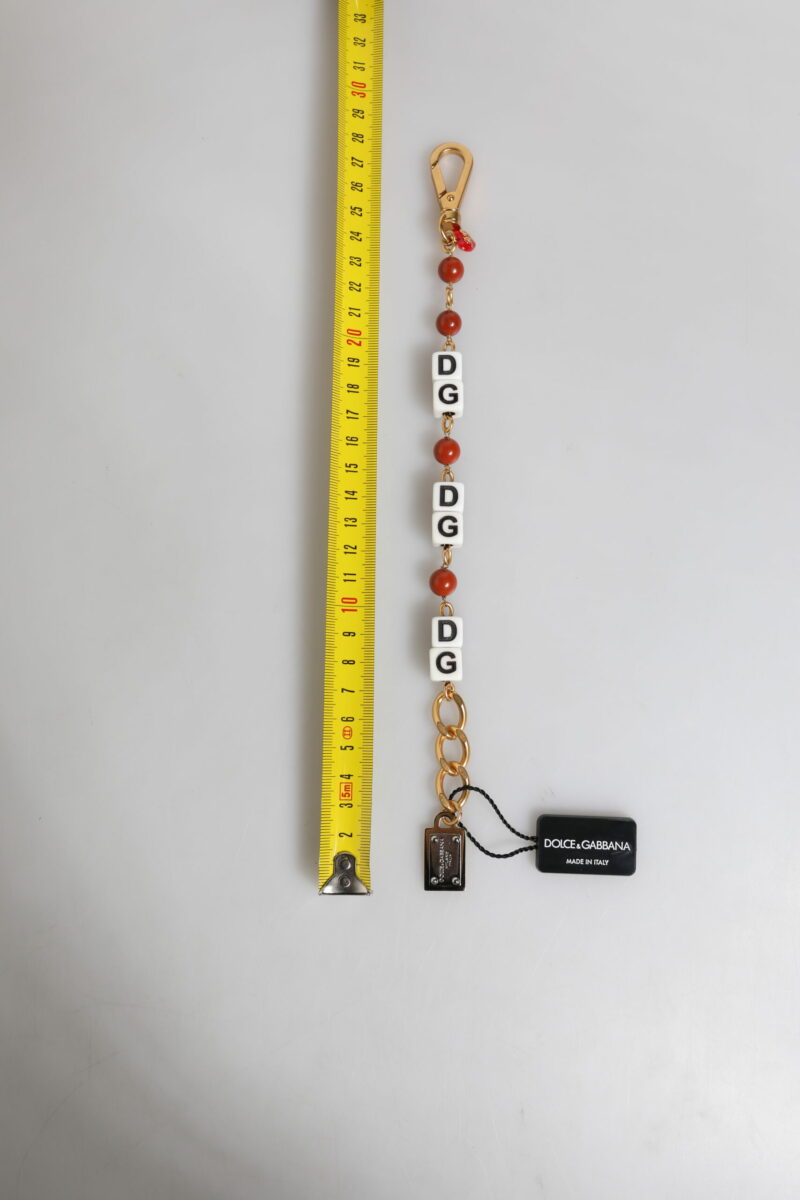 Dolce & Gabbana Multicolor Gold Tone Brass Chain DG Logo Dice Bracelet - Image 3